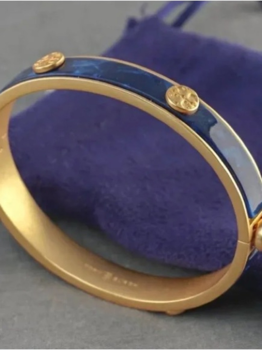 NEW Tory Burch Miller Semiprecious Miller Hinge Bangle Bracelet in Lapis